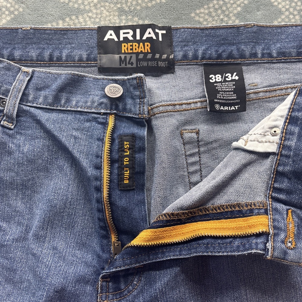 ARIAT Rebar M4 Low Rise Boot Cut Jeans 38X34 Preowned Light Wash Western #J12